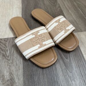 Tory Burch Double T Jacquard Slide Sandal size 5.5